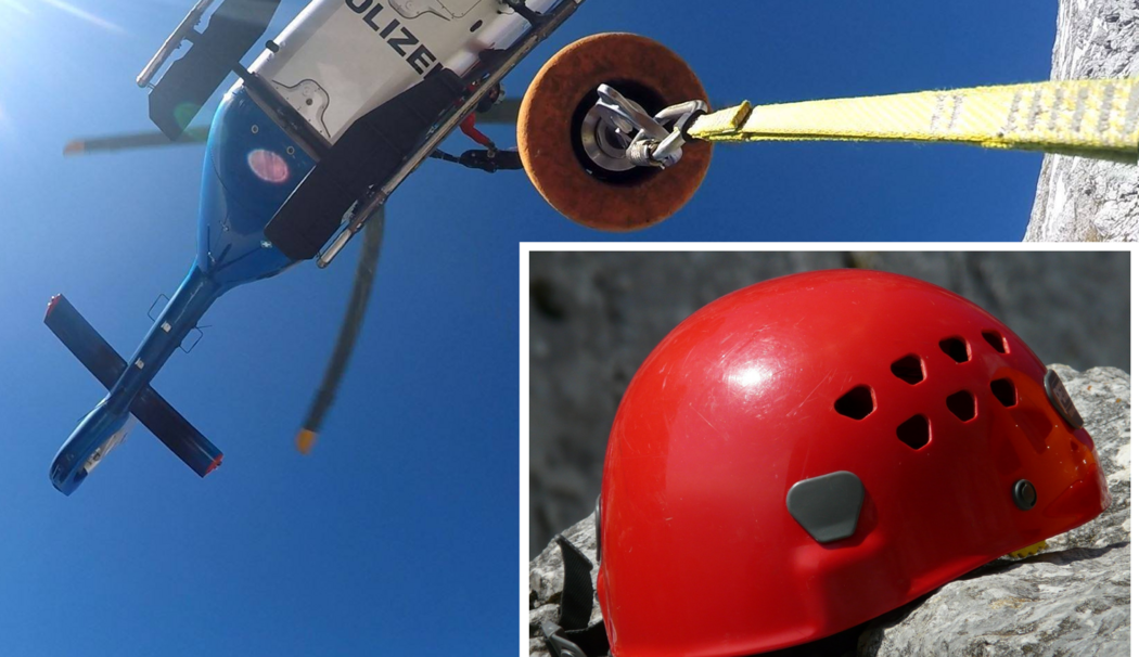 Bergsteiger Bergwacht Steinschlag Helm Bergunfall Bergwacht Bergunfall Bergrettung Wanderunfall Wanderer abgestürzt Klettern Hel