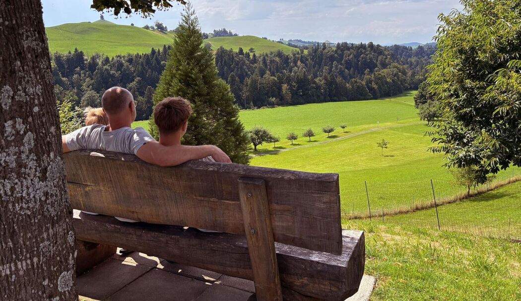Ausblick vom Biohof Weisserlen in Schönenberg