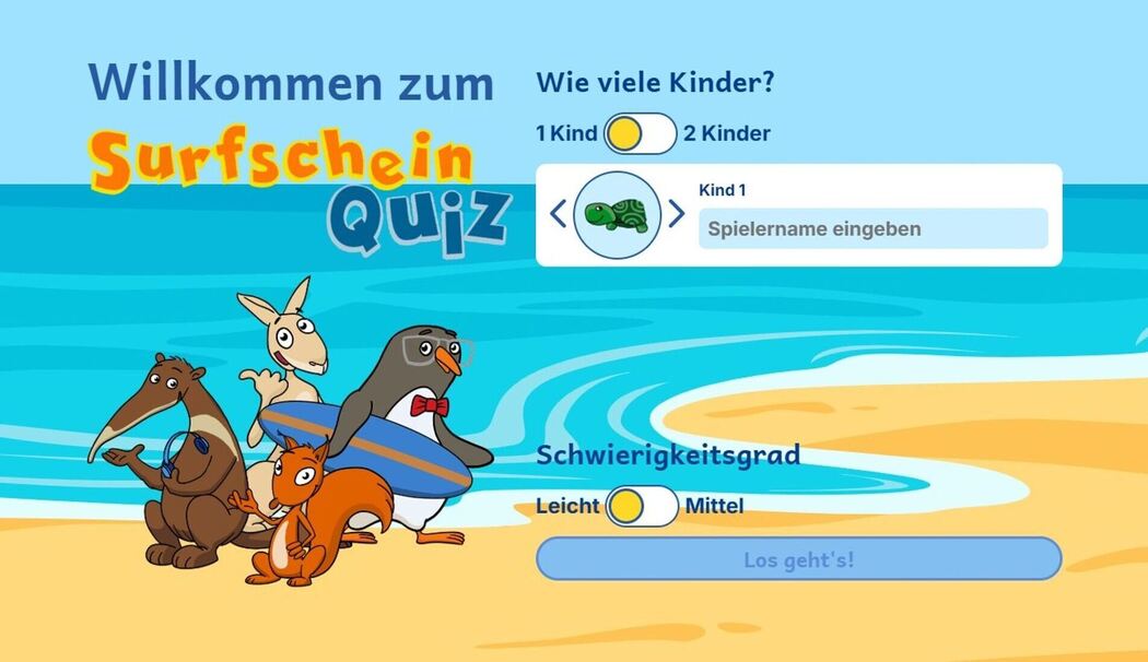 Screenshot vom Surfschein-Quiz