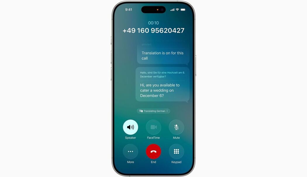 Apple Übersetzungsfunktion bei Telefonanrufe