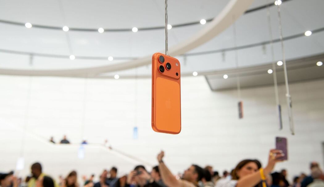 Ein iPhone 17 Pro in der Farbe Cosmic Orange