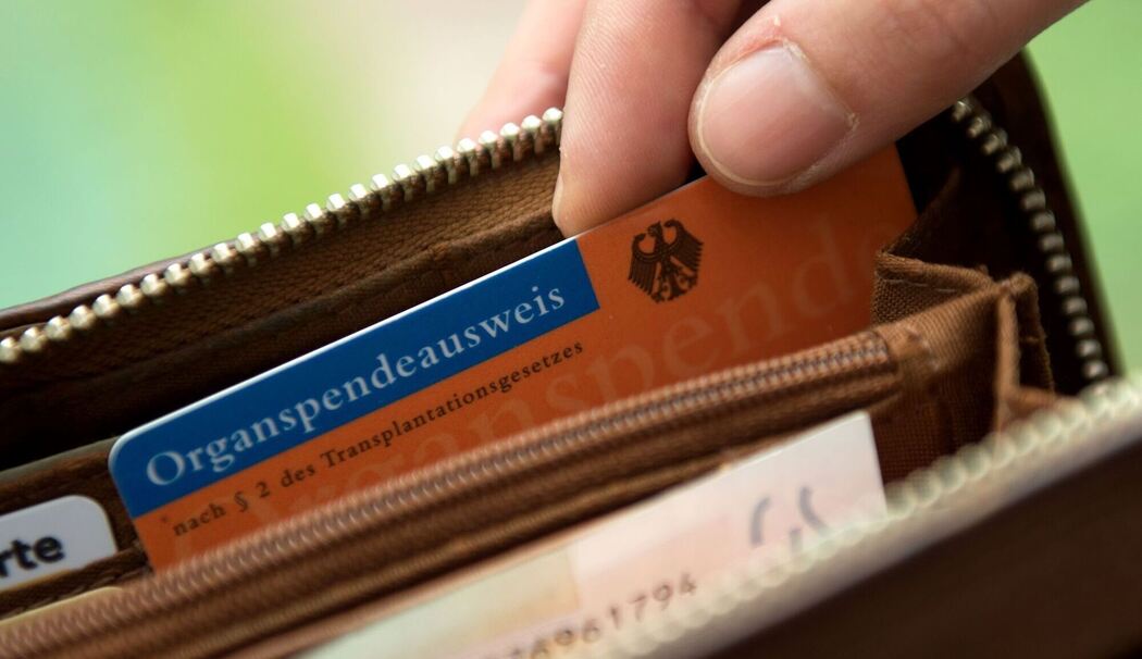 Organspendeausweis in einem Geldbeutel