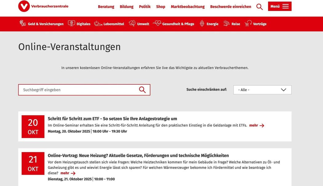 Onlinekurs-Angebot auf verbraucherzentrale.de Onlinekurs-Angebot auf verbraucherzentrale.de