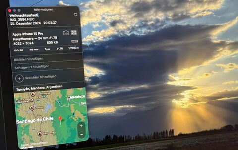 Die Metadaten eines Fotos sind auf einem Mac zu sehen