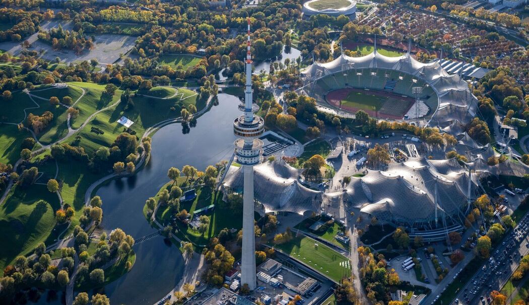 Münchner Olympiastadion aus der Luft