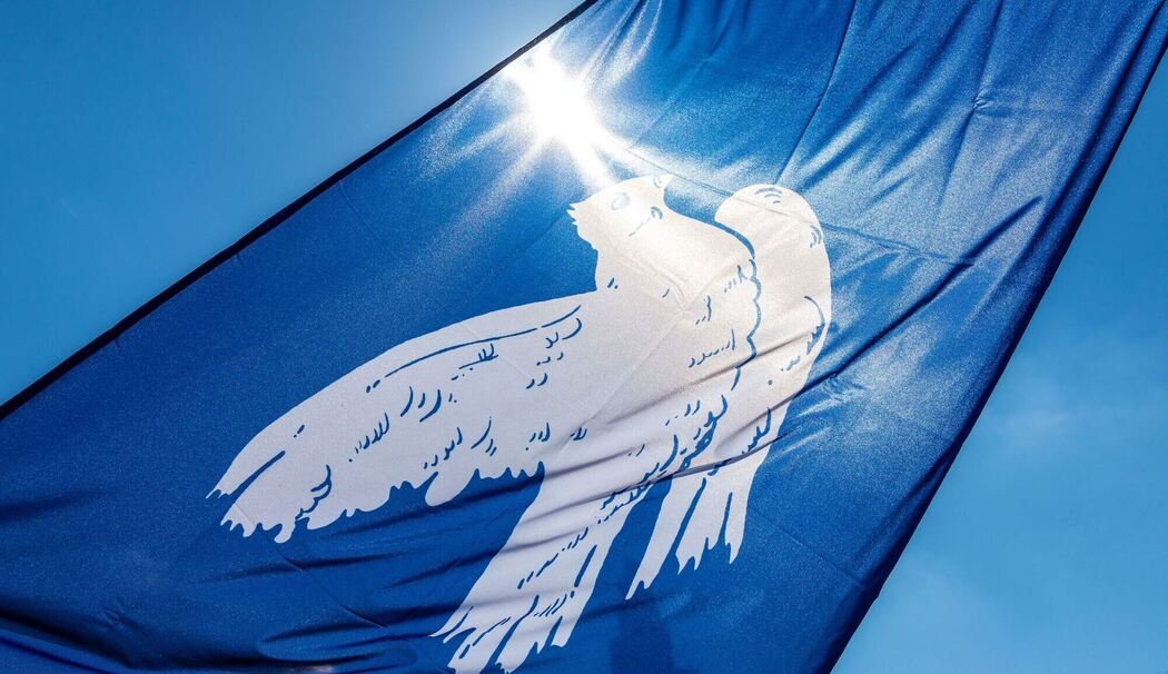 Fahne mit einer Friedenstaube Fahne mit einer Friedenstaube