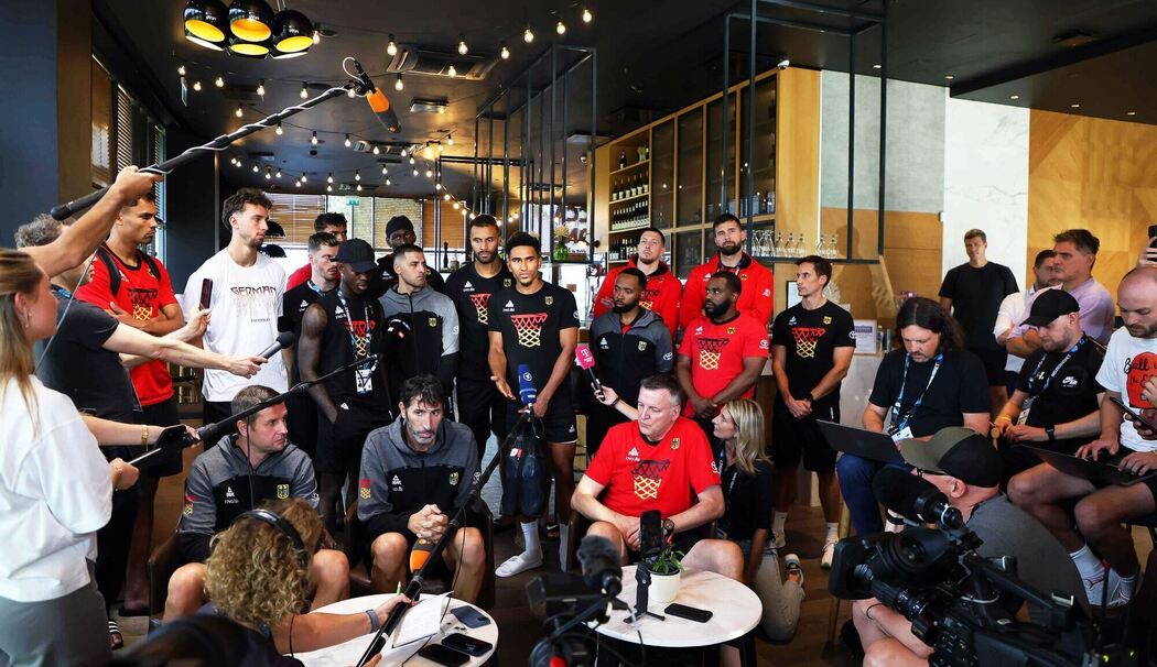 Pk der deutschen Basketballer bei der EM in Riga.