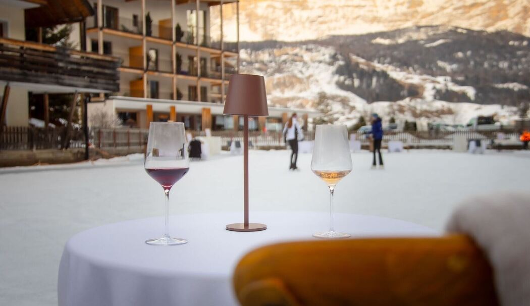 Outdoor-Essen im Winter in Alta Badia